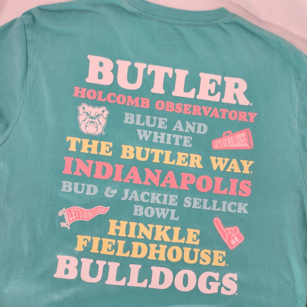 Champion Women Teal Butler Bulldogs Long Sleeve Pocket Tee Size L Preppy Gameday